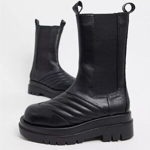 RAID ADALEE PLATFORM CHUNKY LUG CALF GOTH BIKER BOOTS SIZE 8